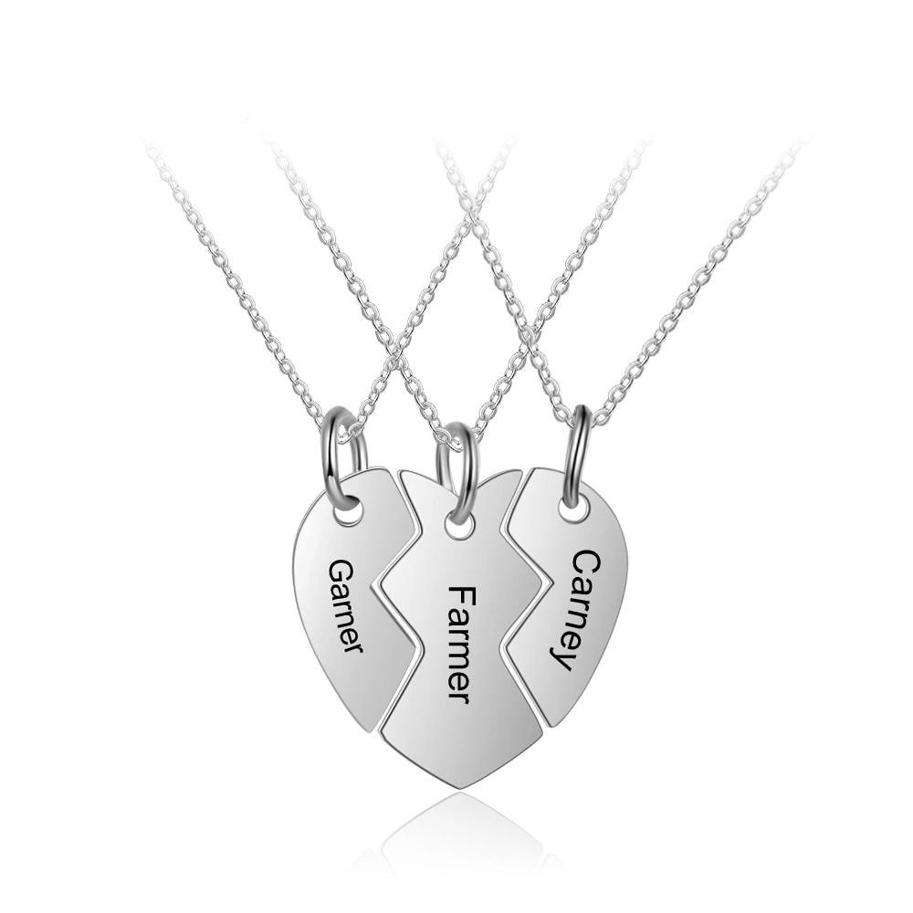 3 Pcs Heart Shape Personalized Name Necklace - Personalized Jewel