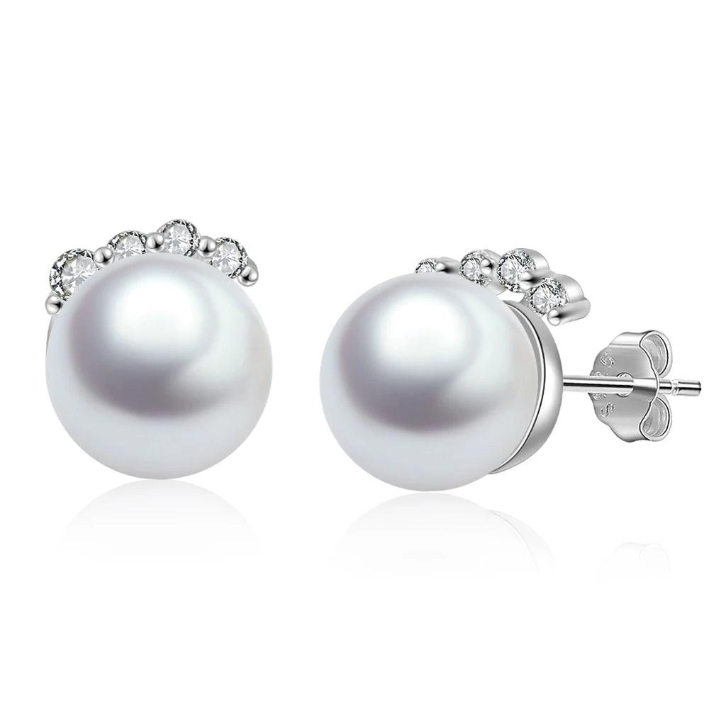 925 Sterling Silver Pearl Stud Earrings Trendy Ear Jewelry for Women - Personalized Jewel