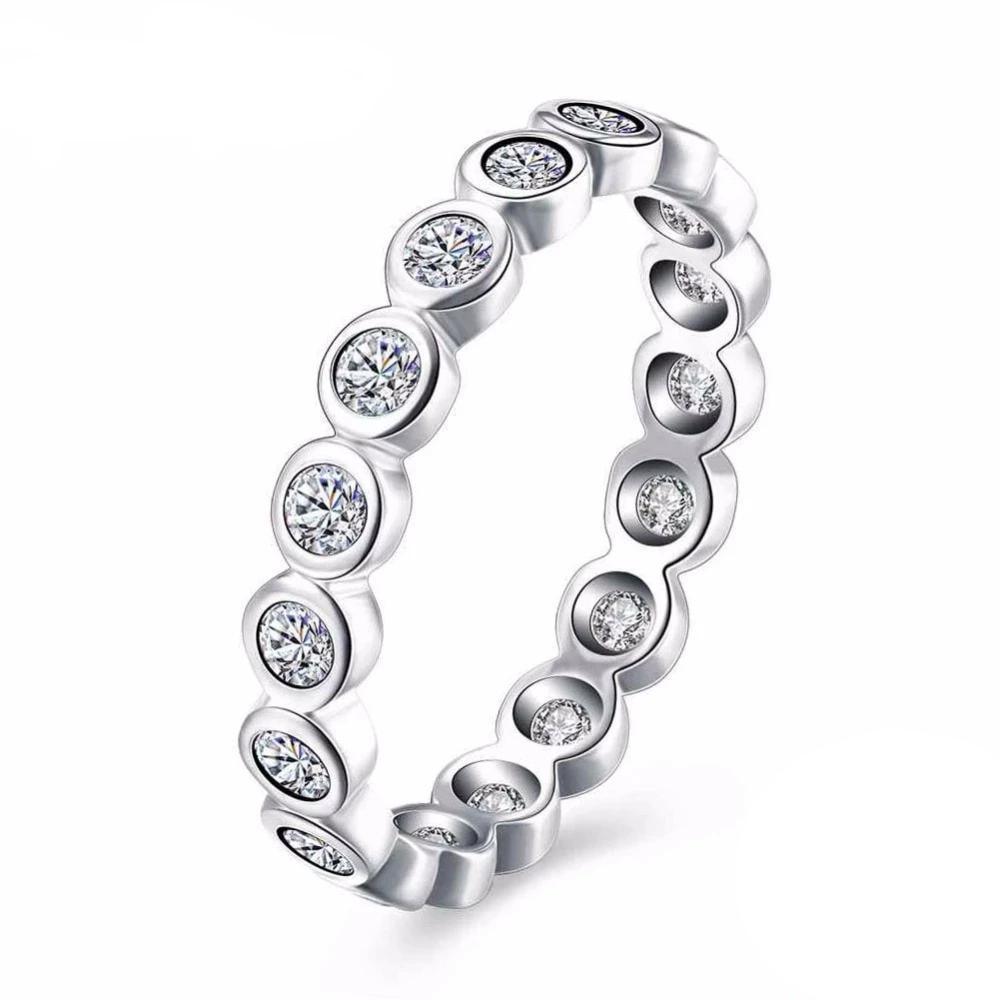 Crystal Beads Sterling Silver Ring - Bubble Detailing with Cubic Zirconia Stones - Classic Band rings - Personalized Jewel