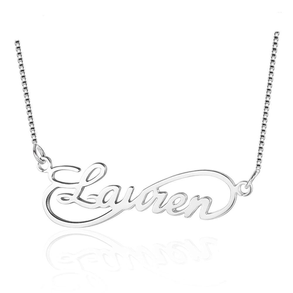 Personalized 925 Sterling Silver 8 Shape Infinity Necklace With Custom Name Pendant, Gift For Women - Personalized Jewel