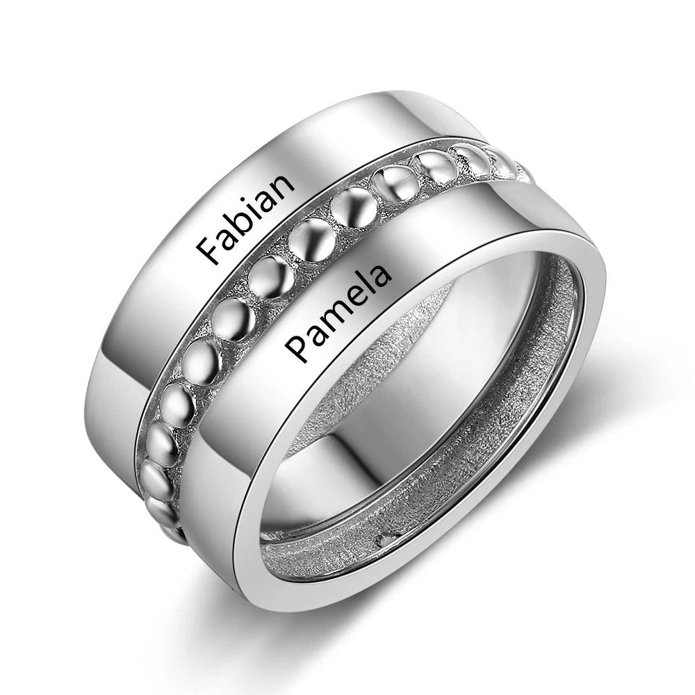 Personalized Double Promise Ring - Accentuated Band Design - Customized Gifts - Personalized Jewel