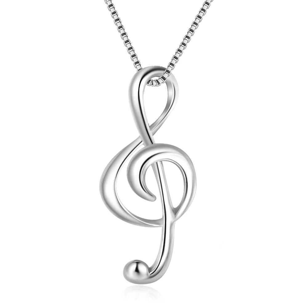 Women’s 925 Sterling Silver Necklace with Musical Note Pendant, Elegant Gift for Girlfriend - Personalized Jewel