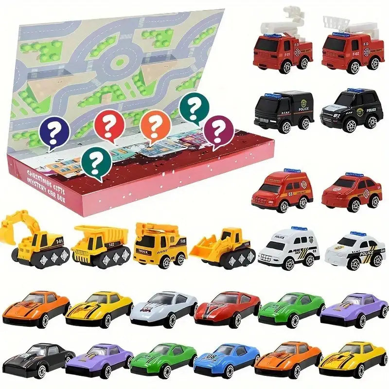 24 Piece Christmas Holiday Countdown Calendar Vehicle Themed Set