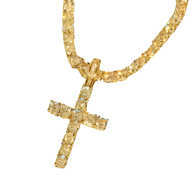 Cross Pendant Necklace With Diamond Accents