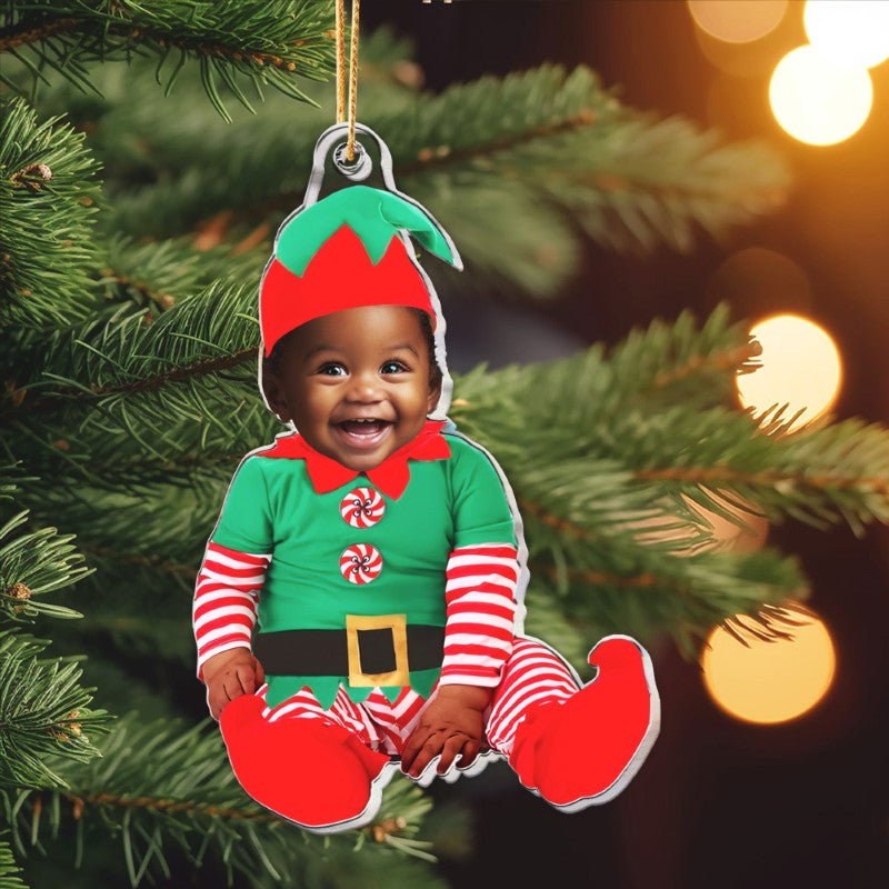 Personalized Elf Photo Ornament