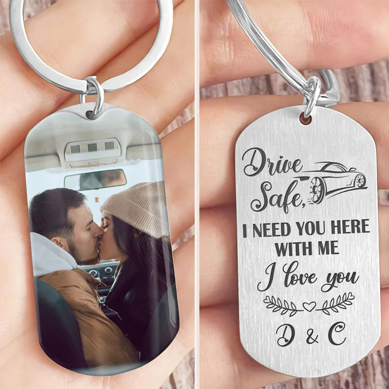 Personalized Text And Photo Tag Keychain