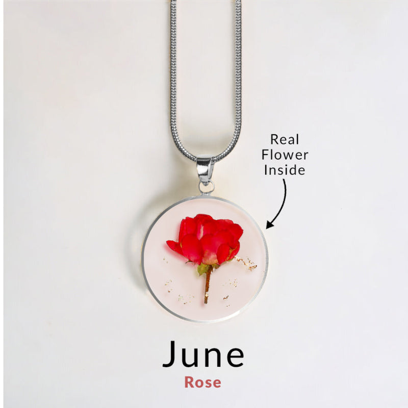 Personalized Birth Flower Jewelry Necklace