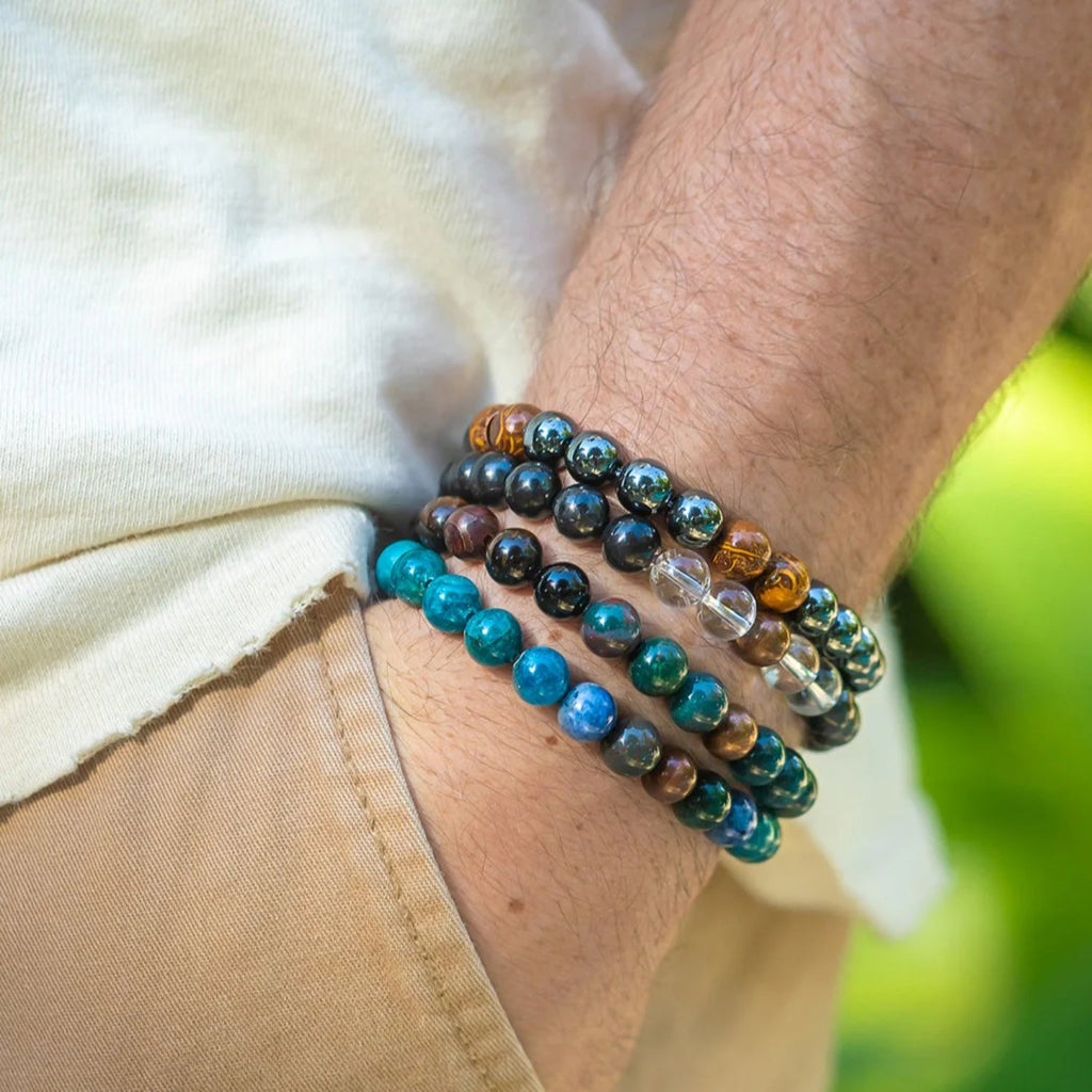 Apatite And Copper Beaded Bracelet