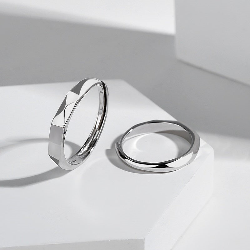 Couple Adjustable Light Sculpted Ring