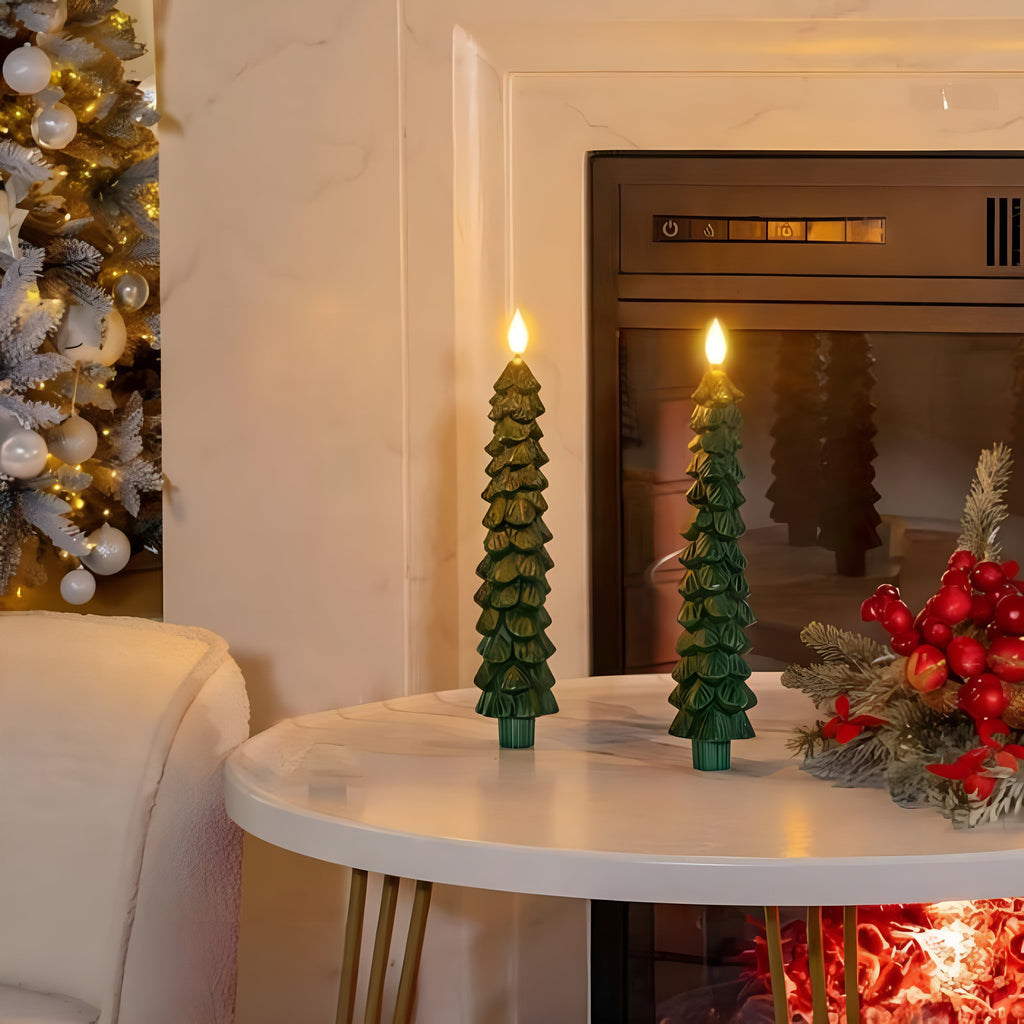 Christmas Tree Shaped Flameless LED Candles With Remote Control