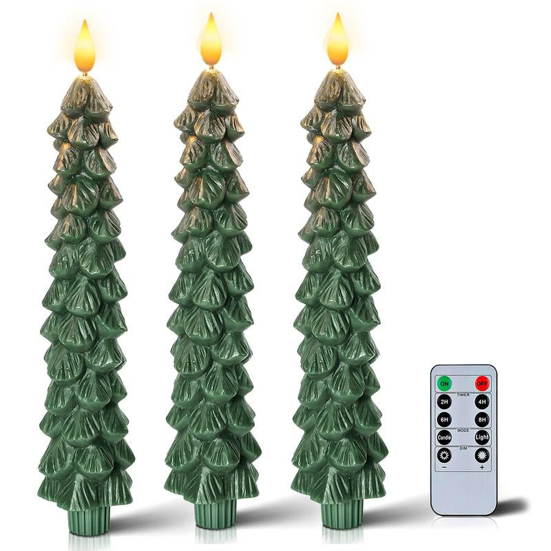 Flameless Pine Tree Candles Set With Remote Control