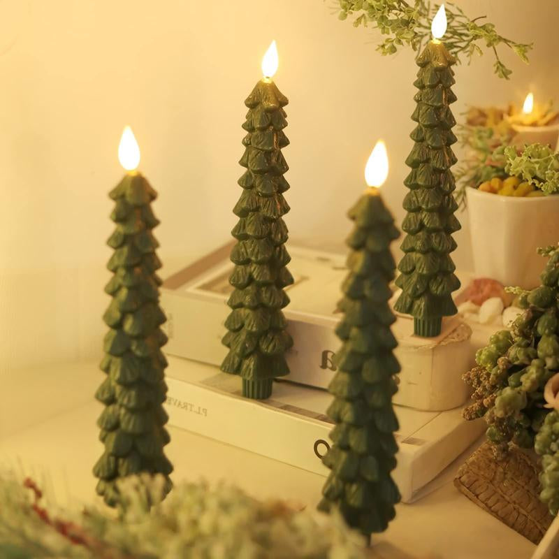 Flameless Pine Tree Candles Set With Remote Control