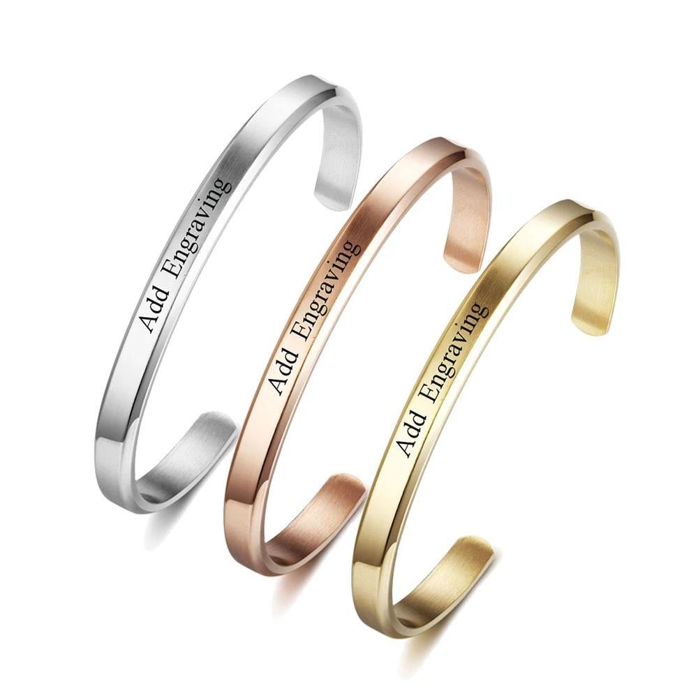 6mm Width Personalized Gift Engraved Name ID Bangle For Women Jewelry Stainless Steel Bracelets & Bangles - Personalized Jewel