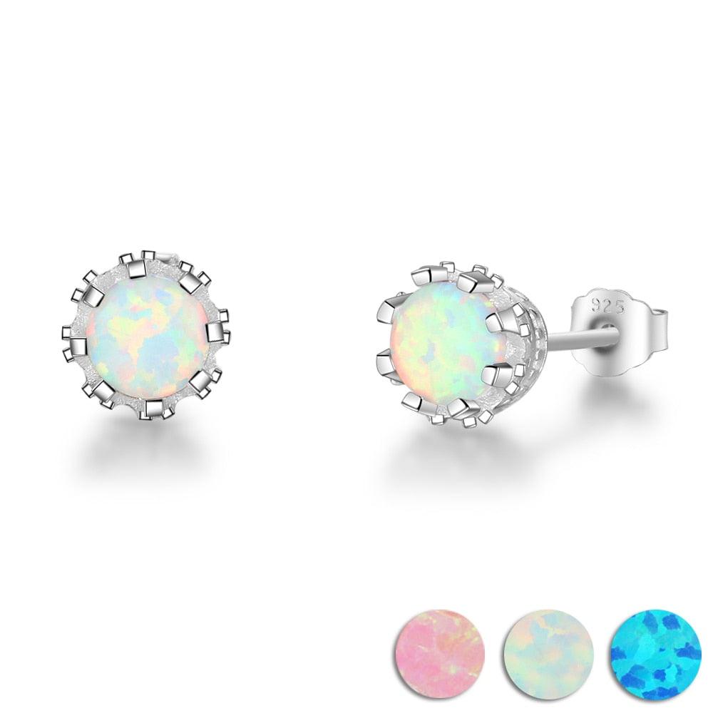 7MM Milky Round Opal Earring for Wome - Personalized Jewel