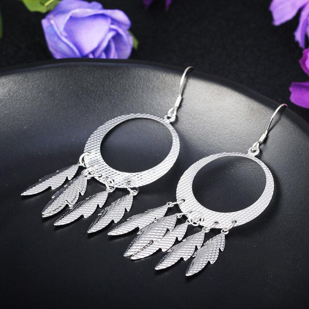 925 Sterling Silver Chandelier Leaf & Drop Earrings for Women, Fashion Jewelry Gift - Personalized Jewel