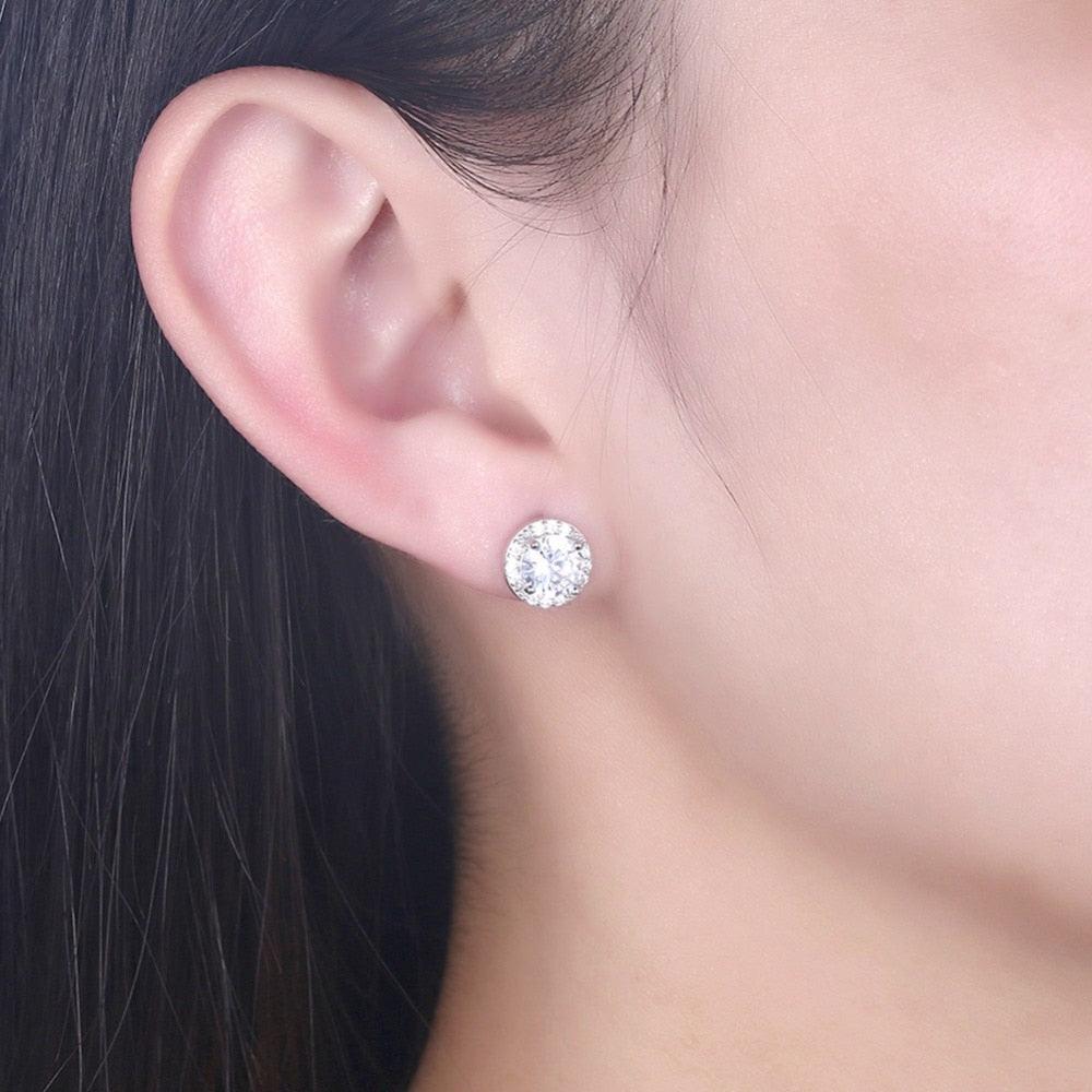 925 Sterling Silver Cubic Zirconia Stud Earrings - Personalized Jewel