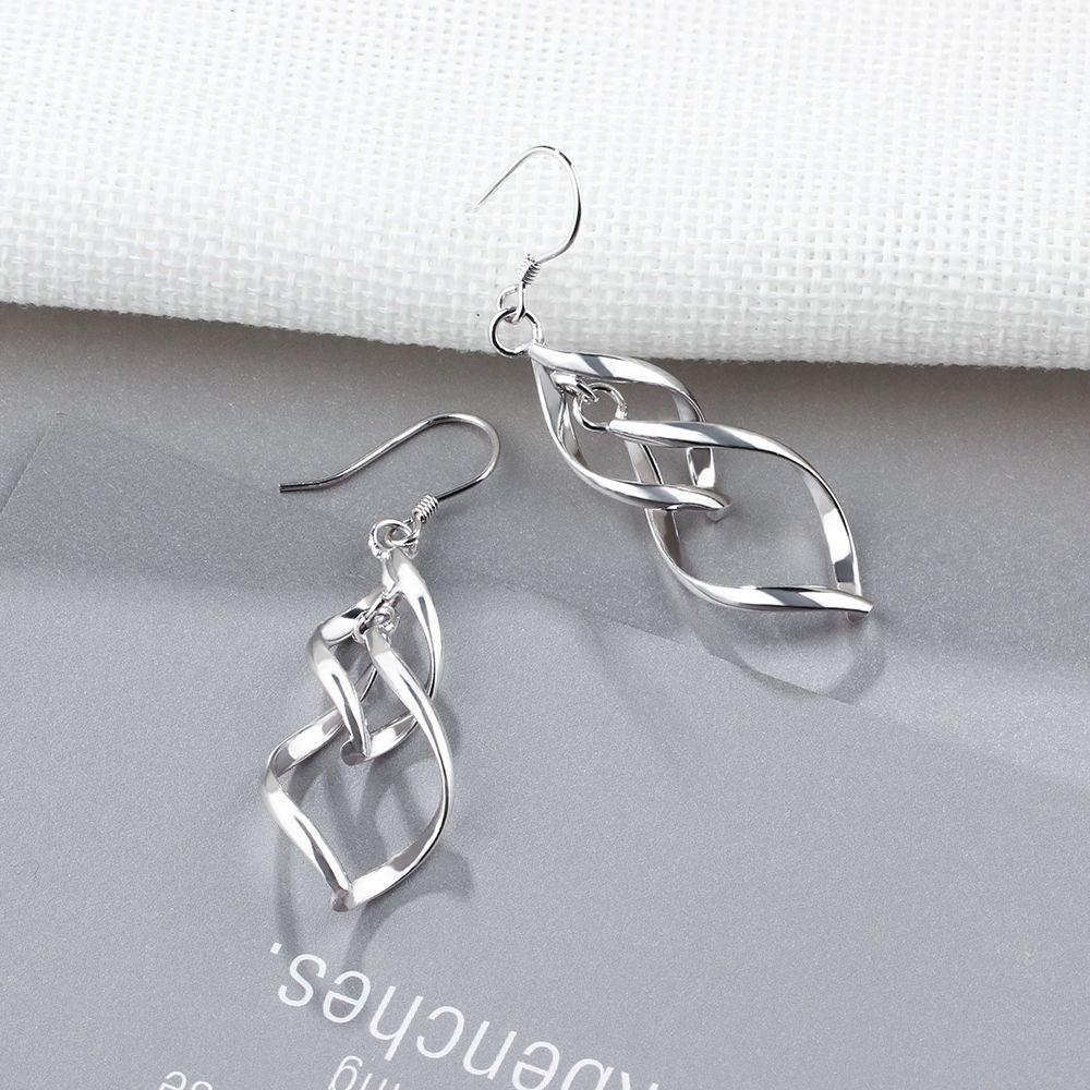925 Sterling Silver Double Twisted Drop Earring - Personalized Jewel