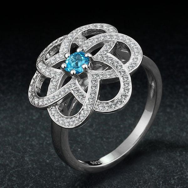 925 Sterling Silver Exaggerated Rings for Women – “Flower” Fashion Jewelry – Natural Stone – Come with Box - Personalized Jewel