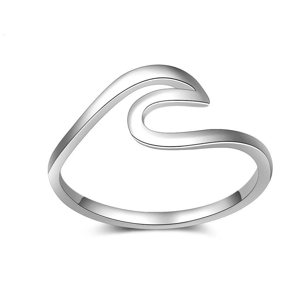 925 Sterling Silver Finger Rings for Women – Ocean Wave Wedding Bands – Fashion Jewelry - Personalized Jewel