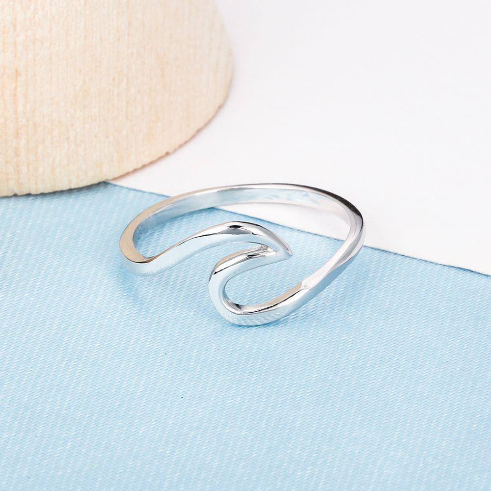 925 Sterling Silver Finger Rings for Women – Ocean Wave Wedding Bands – Fashion Jewelry - Personalized Jewel