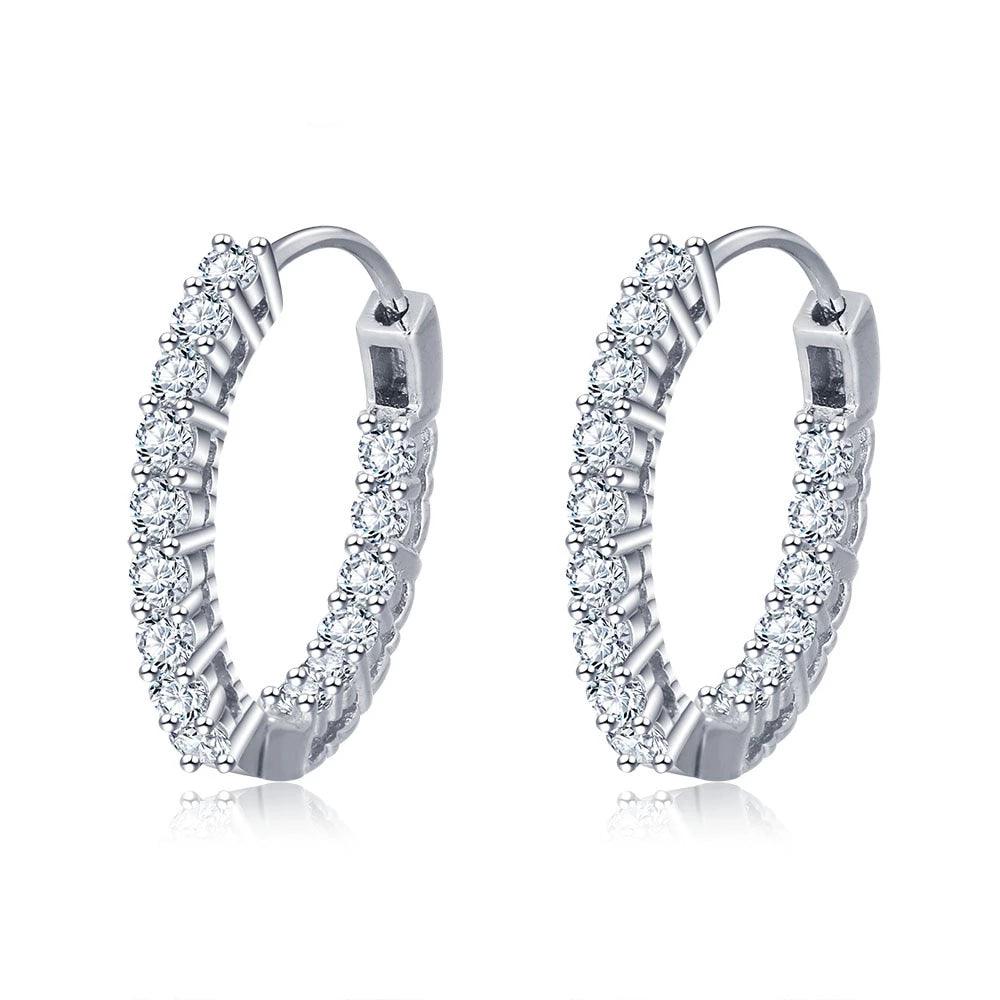 925 Sterling Silver Hoop Earrings Cubic Zirconia Stone Earring For Women - Personalized Jewel