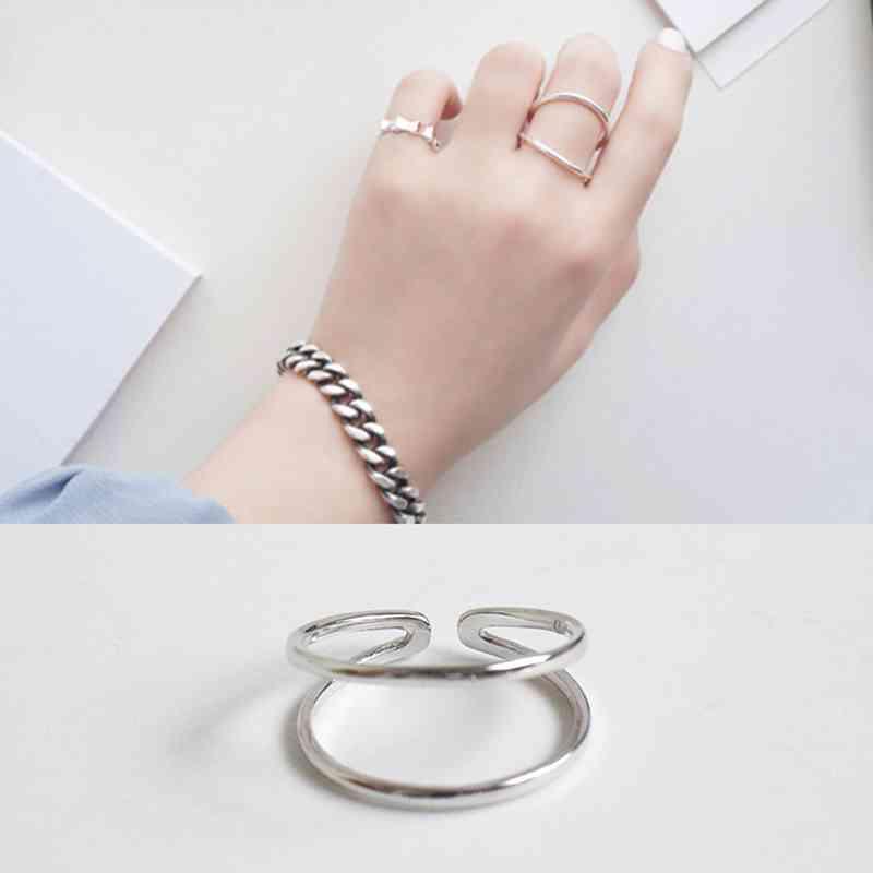 925 Sterling Silver Irregular Shape Hollow Ring, Fashion Jewelry Gift for Women - Personalized Jewel