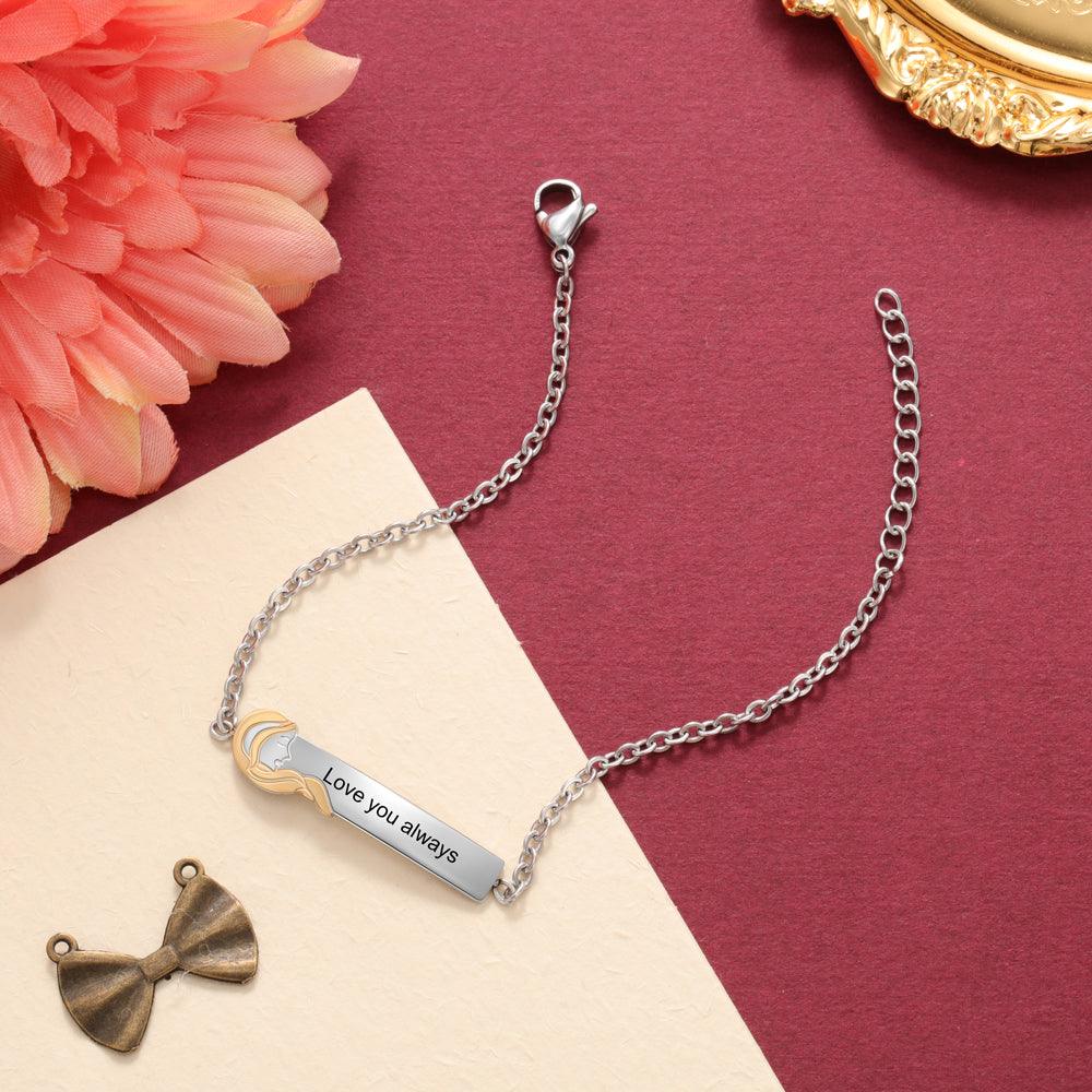 925 Sterling Silver Little Sister Tag - Chain Bracelet with Custom Name Engraved - Personalized Jewel