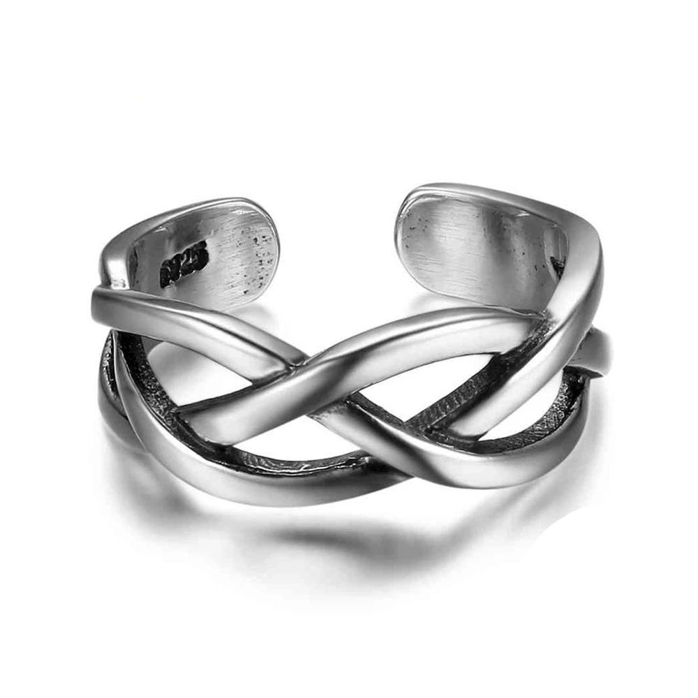 925 Sterling Silver Open Cuff Adjustable Wave Shape Rings - Personalized Jewel