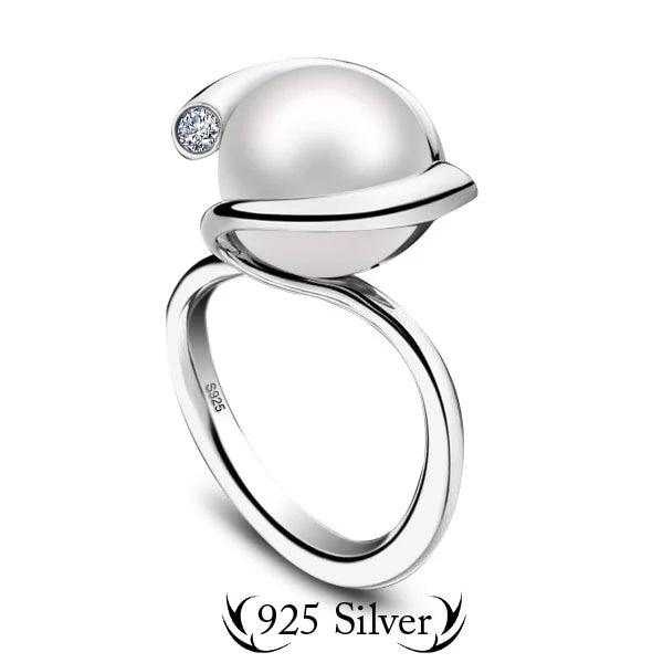 925 Sterling Silver Pearl Cubic Zirconia Adjustable Rings, Fashion Jewelry Gifts for Women - Personalized Jewel