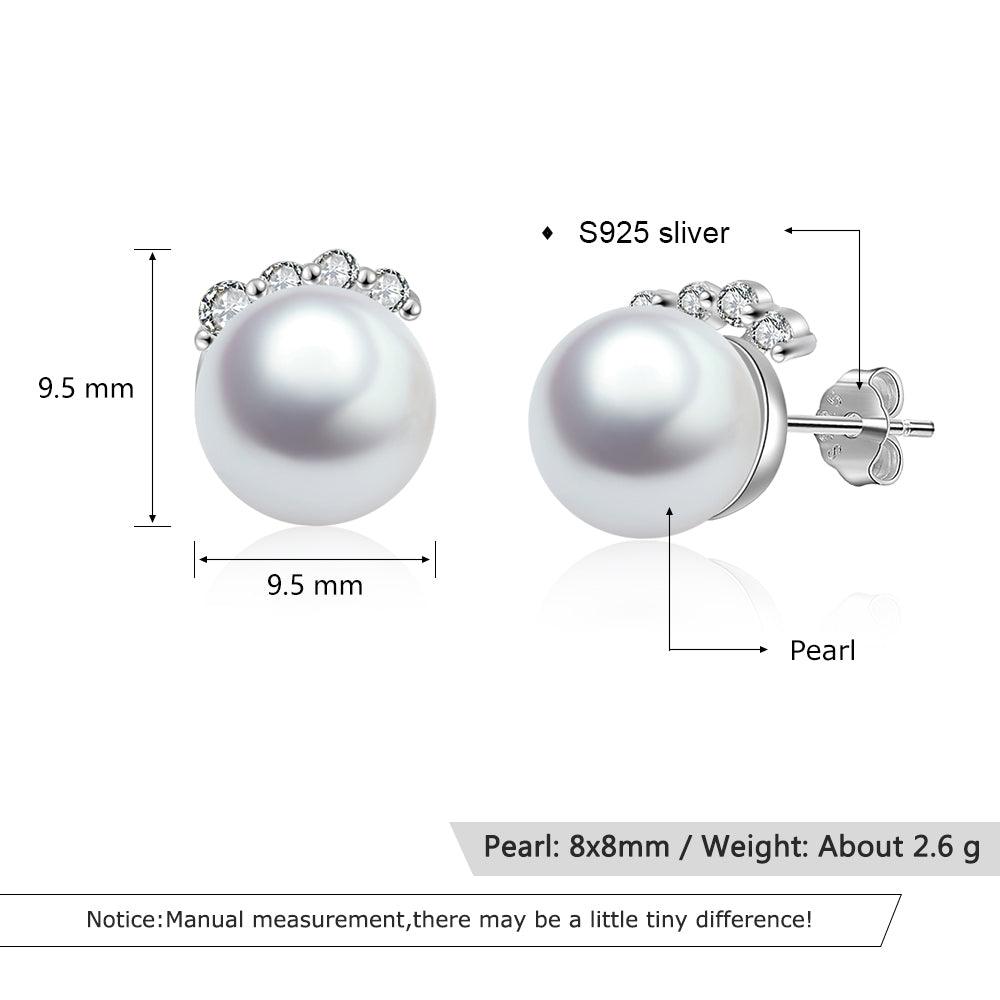 925 Sterling Silver Pearl Stud Earrings Trendy Ear Jewelry for Women - Personalized Jewel
