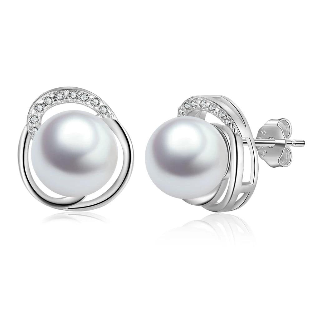 925 Sterling Silver Pearl Wedding Earrings - Personalized Jewel