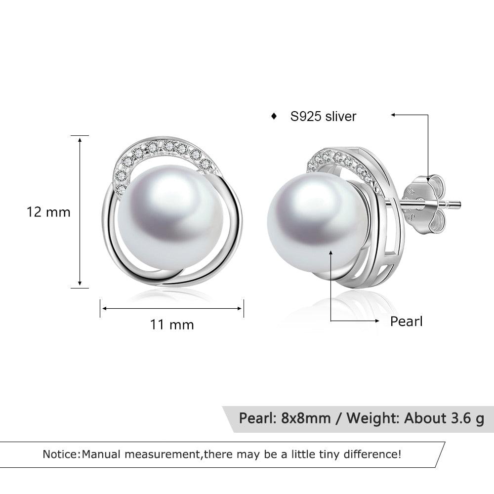 925 Sterling Silver Pearl Wedding Earrings - Personalized Jewel