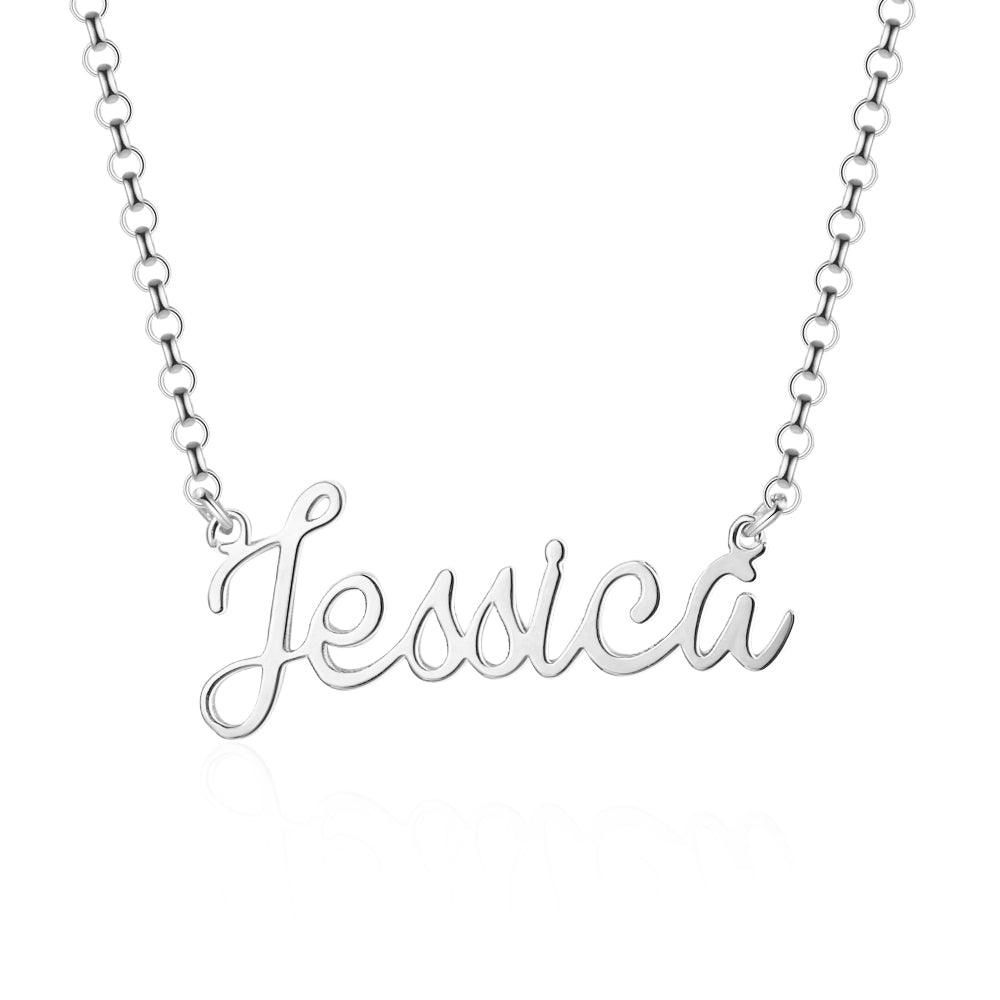 925 Sterling Silver Personalized Custom Nameplate Pendant Necklace, Beautiful Gift for Women - Personalized Jewel