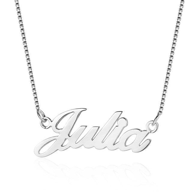 925 Sterling Silver Personalized Custom Nameplate Pendant Necklace, Beautiful Gift for Women - Personalized Jewel
