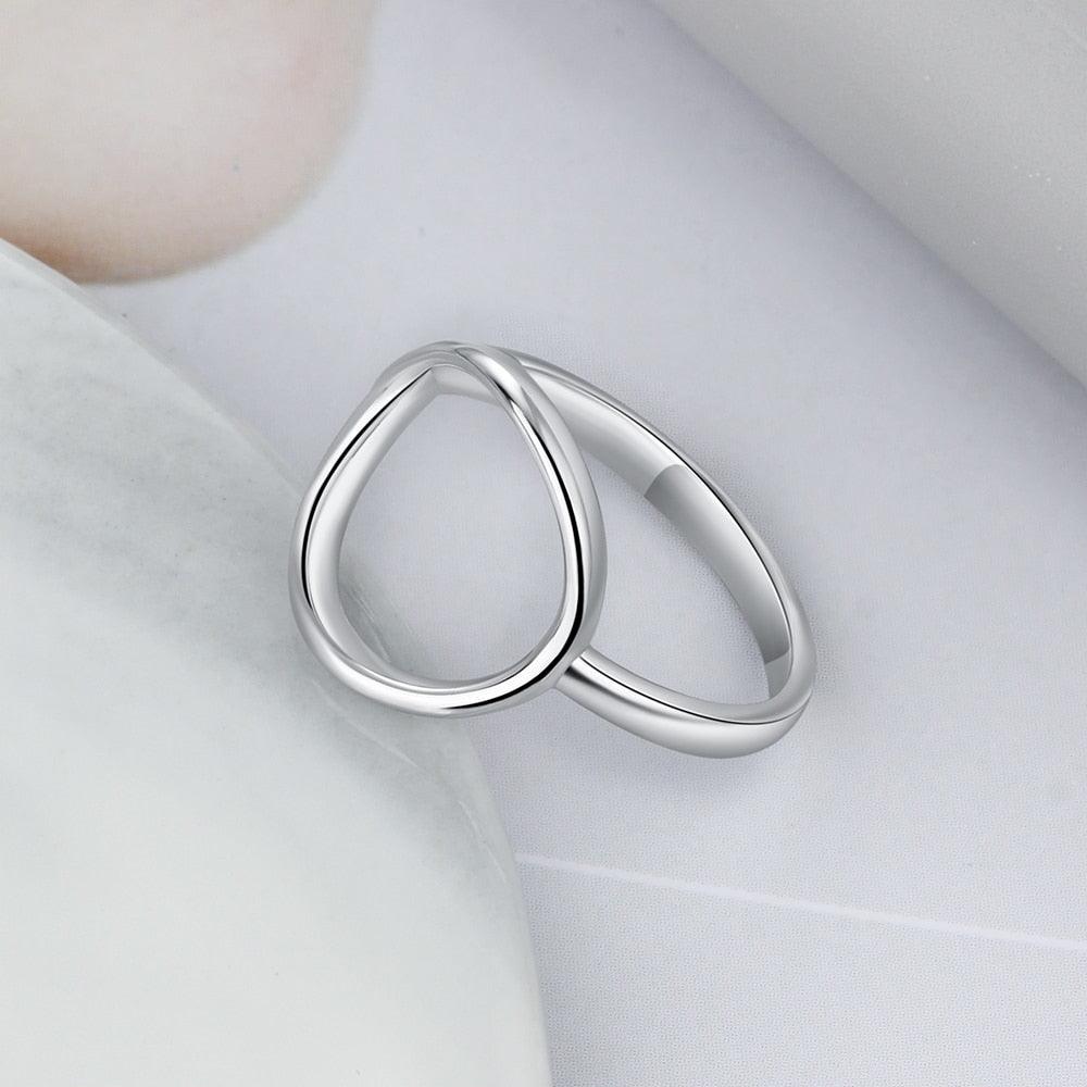 925 Sterling Silver Simple Style Hollow Round Rings for Women – Trendy Minimalist Jewelry - Personalized Jewel