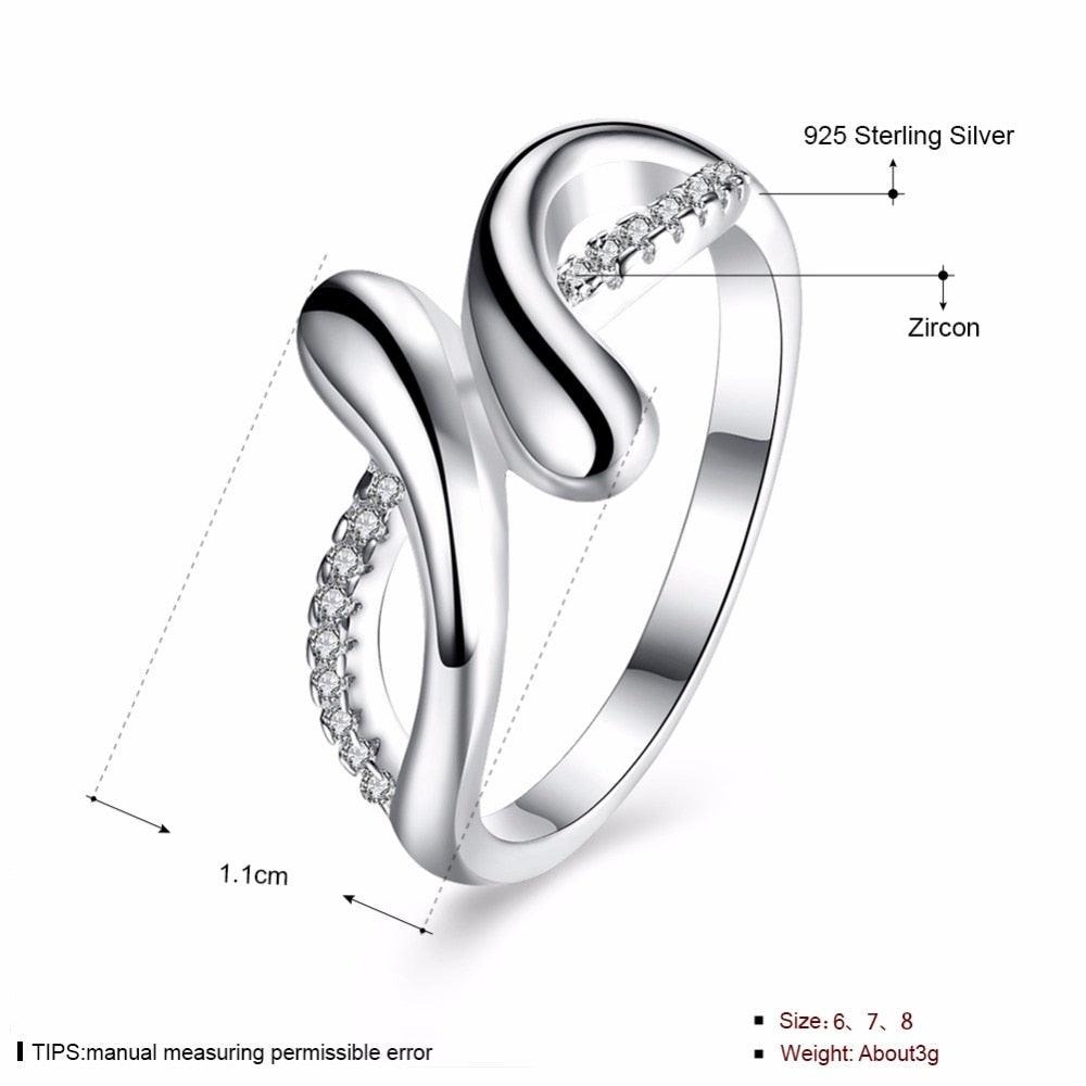 925 Sterling Silver Soft Twist Rings for Women with Cubic Zirconia Stones – Trendy Jewelry Gift - Personalized Jewel