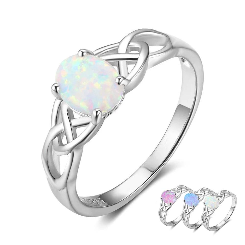 925 Sterling Silver Stone Ring for Women- Personalized Opal Stone Wedding Bands - Personalized Jewel