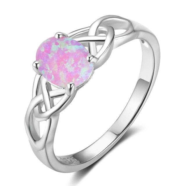 925 Sterling Silver Stone Ring for Women- Personalized Opal Stone Wedding Bands - Personalized Jewel