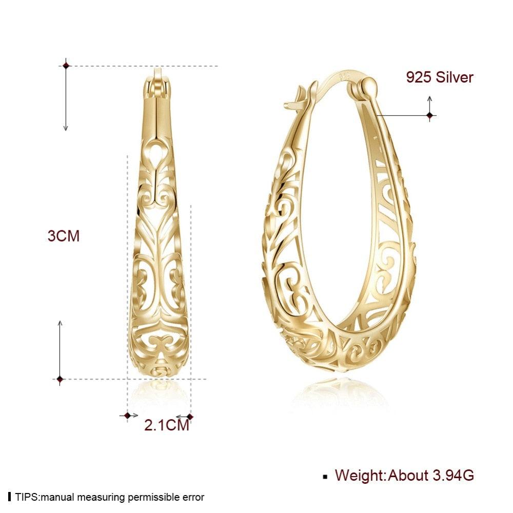 925 Sterling Silver Vintage Hoop Earrings for Women, Extraordinary Design Fashion Jewelry, 2 Color Options - Personalized Jewel