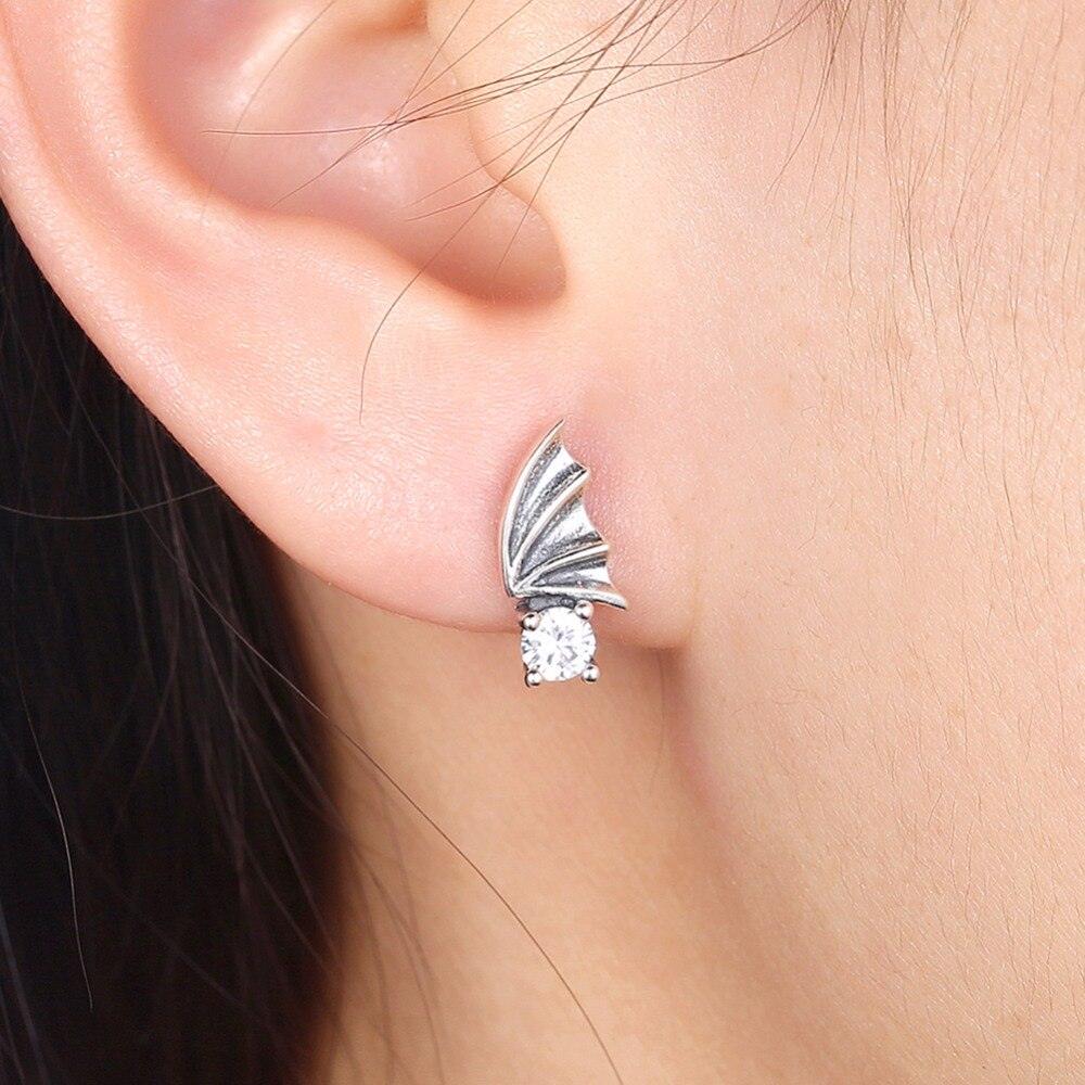 925 Sterling Silver Vintage Wing Design Earrings For Women - Personalized Jewel