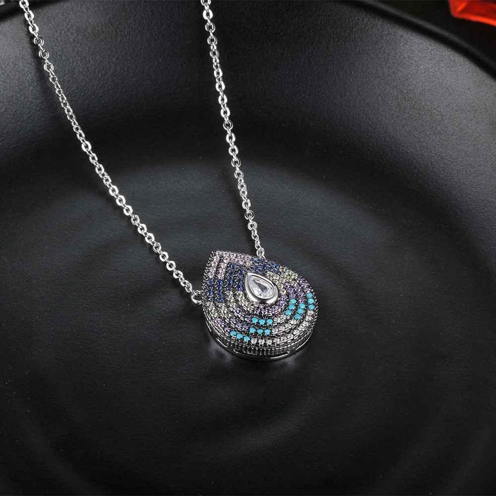 925 Sterling Silver Water Drop Pattern Cubic Zirconia Pendant Necklaces Gift for Women - Personalized Jewel