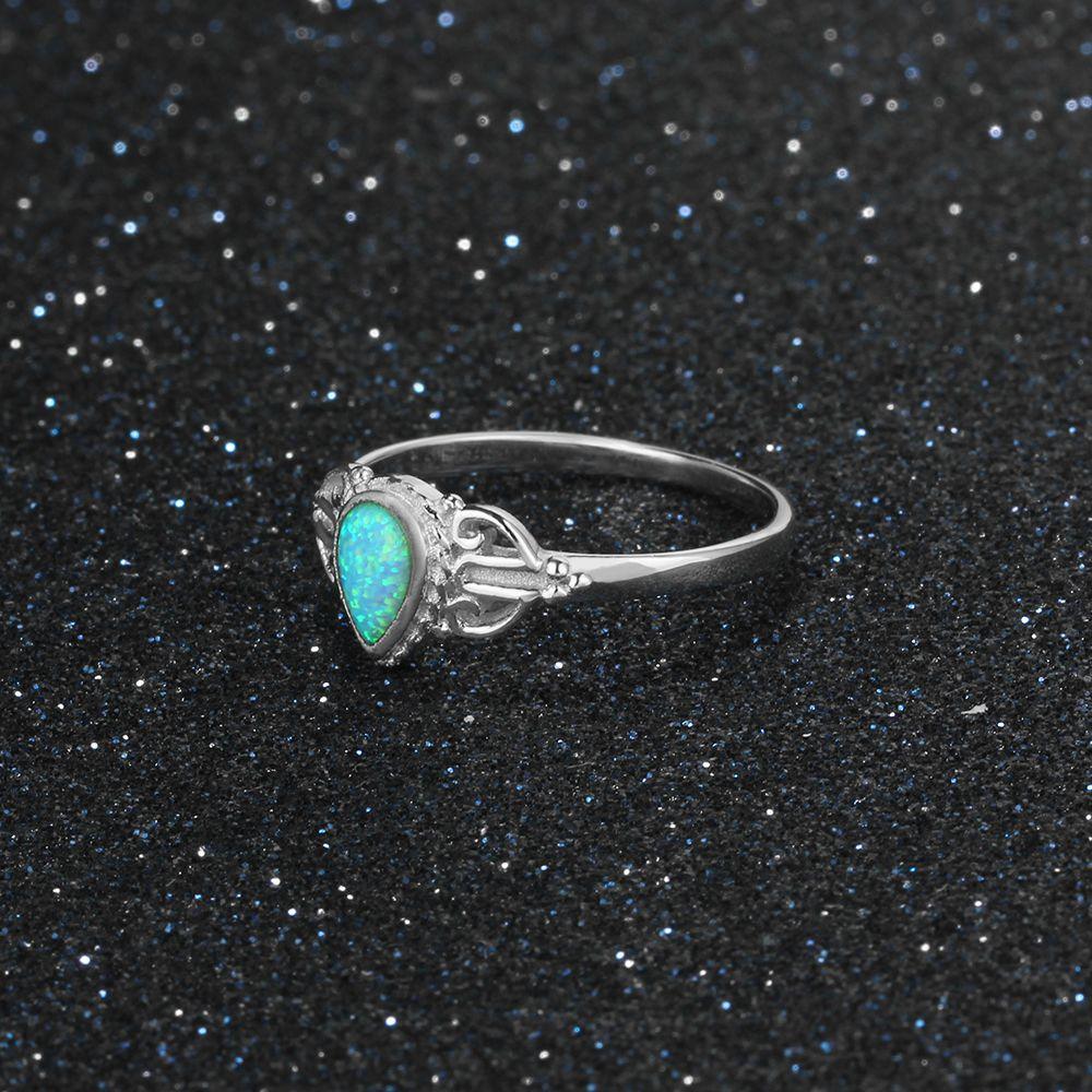 925 Water Drop Shape Opal Stone Sterling Silver Elegant Rings - Personalized Jewel