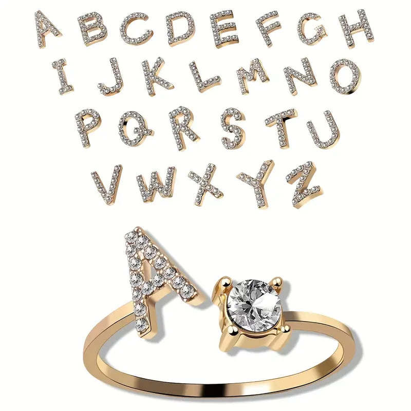 Personalized 26 Letter Elegant Adjustable Ring