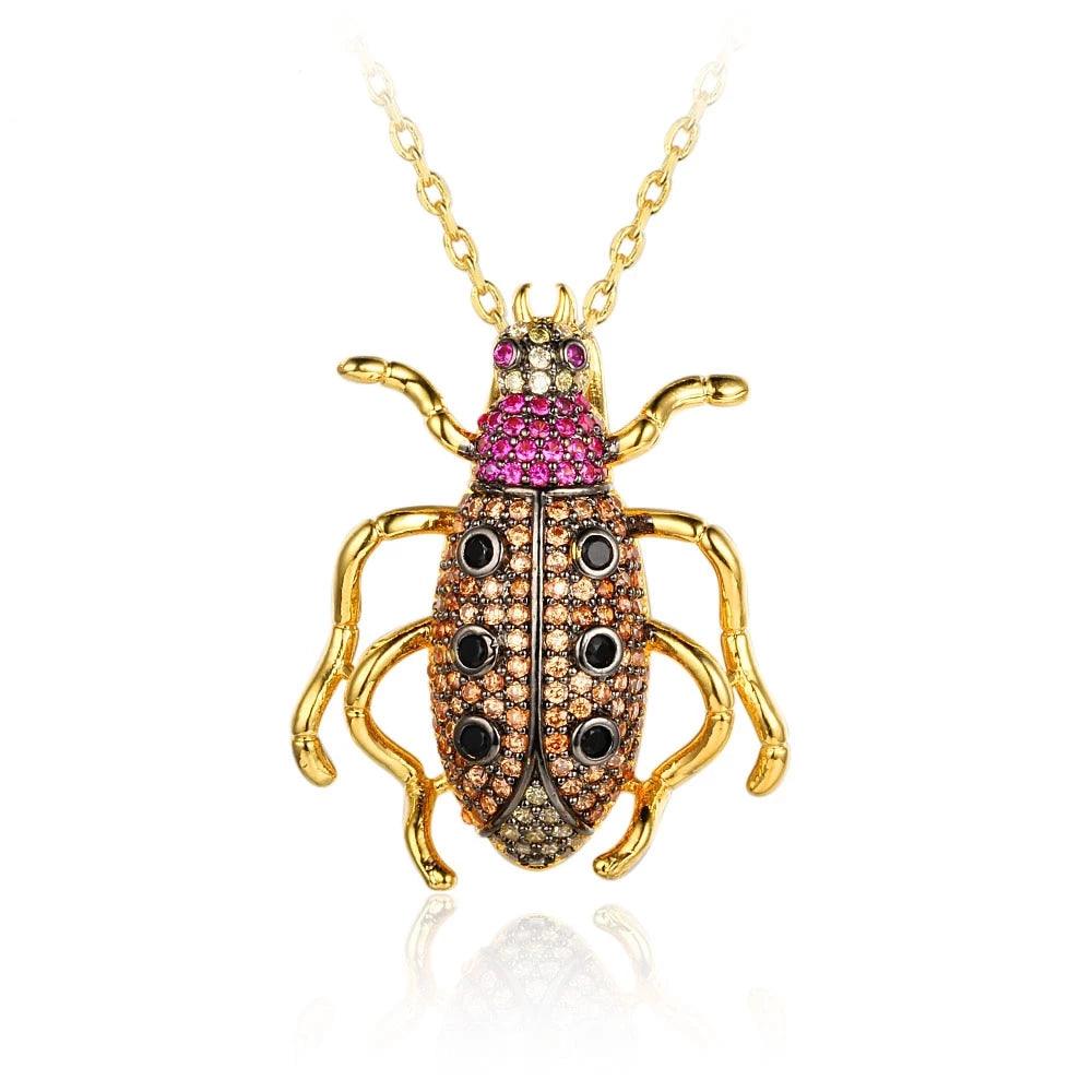 Animal Pendants Necklace - Beetle Cockroach Insect Pendant - Jewelry Gift for Women - Gold brooch Necklace - Personalized Jewel