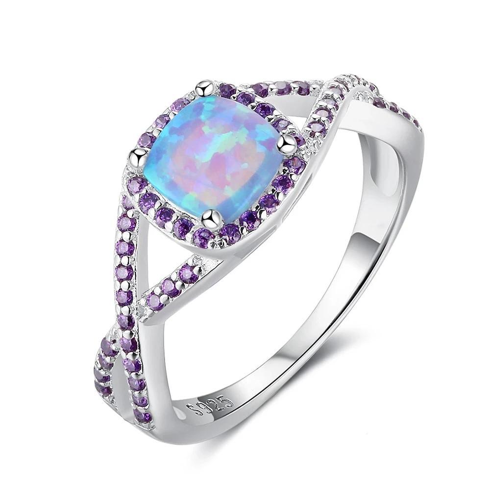 Classic Opal Stone Rings 925 Sterling Silver Criss-Cross Shaped Opal Wedding Ring - Personalized Jewel