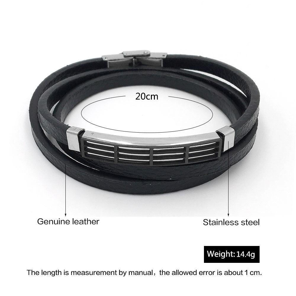 Classic Stainless Steel Men’s bracelet Classic Leather Wide Bracelet for Men - Personalized Jewel