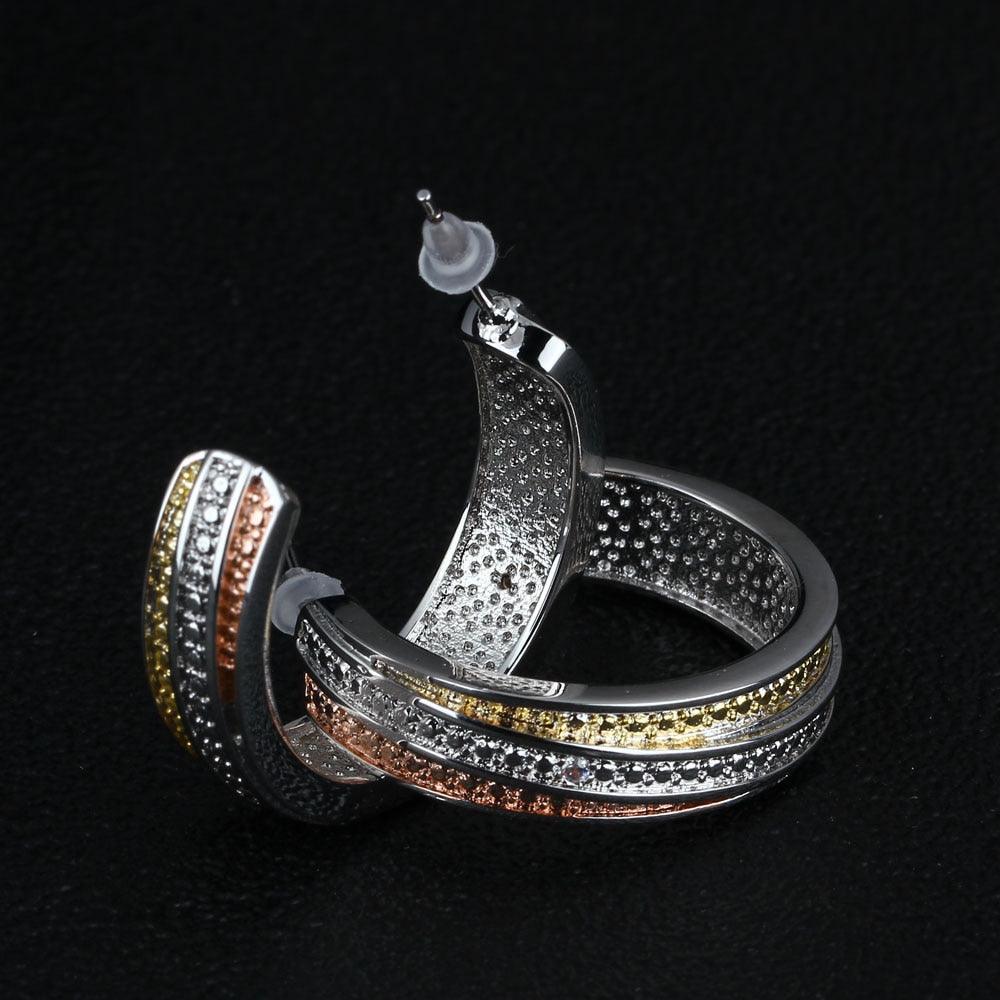 Copper Stud Earrings Rose Gold Zircon Earrings For Women - Personalized Jewel