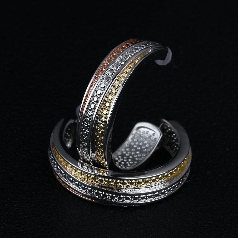 Copper Stud Earrings Rose Gold Zircon Earrings For Women - Personalized Jewel