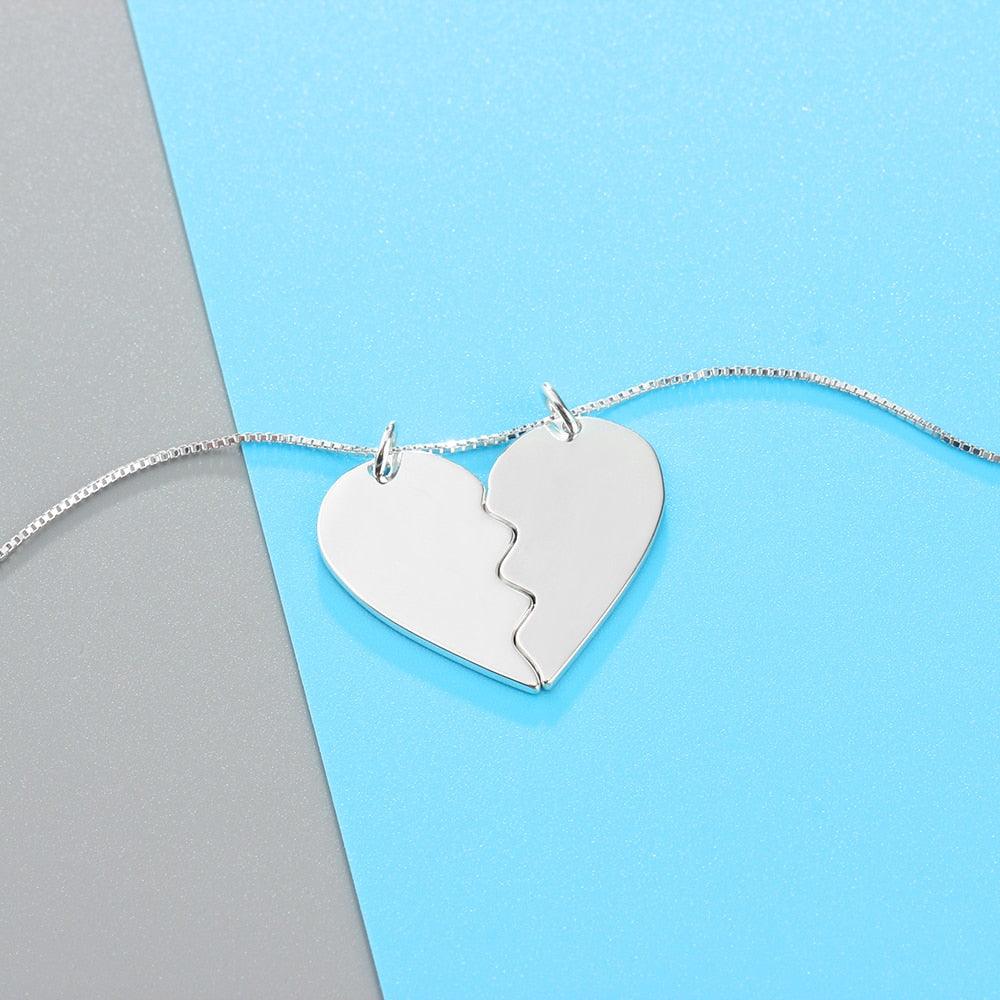 Couple Hearts Pendant, Stainless Steel pendant for Women, Engraved Necklace for Women - Personalized Jewel