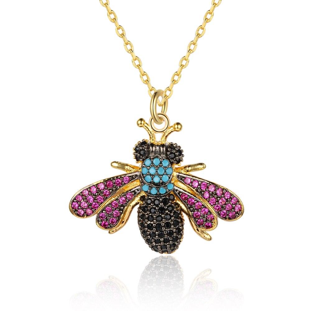 Crystal Vintage Bee Necklace with Pendant - Stylish Neckpiece for Women - Personalized Jewel